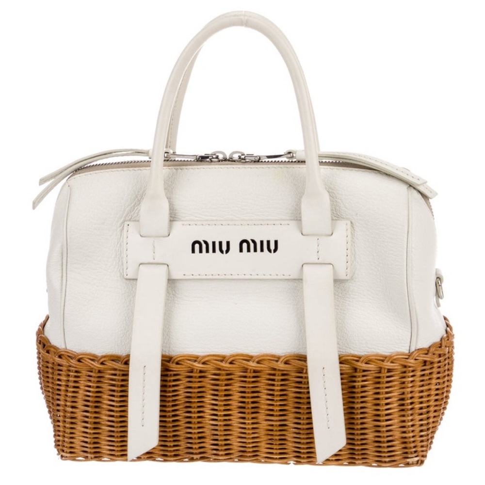 Miu Miu leather/wicker top handle bag